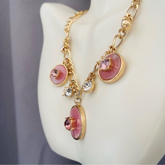 $49 Macys Necklace Gold chain Pink Crystals - Picture 5 of 6